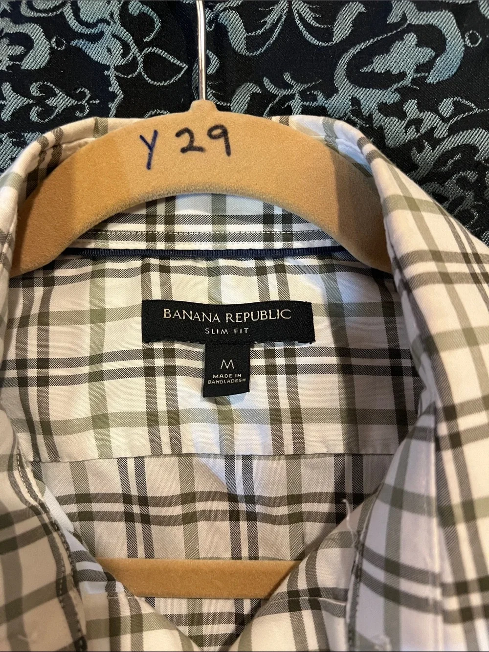 Banana Republic Men's Button-Down Plaid Shirt - White & Olive